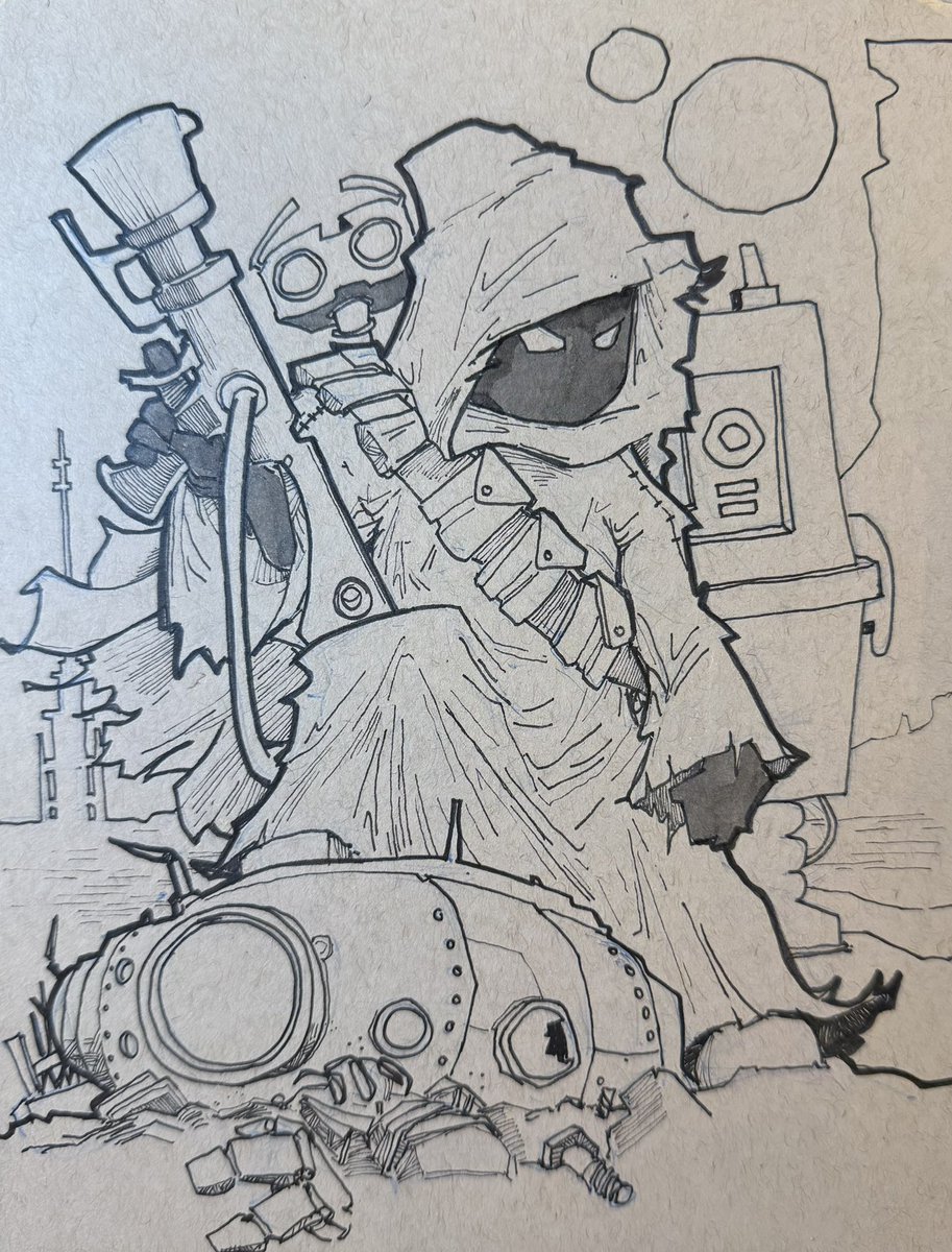 Doodlebags's tweet image. #jawa #ink #lineart #dunesea #starwars illustration on tan toned strathmore paper
