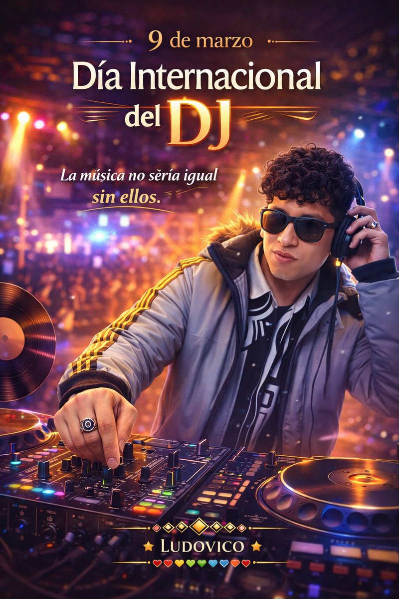 ludovicoxy's tweet photo. 🎧 9 de marzo – Día Internacional del DJ
“La música no sería igual sin quienes la mezclan con pasión.” 🎶
#DiaInternacionalDelDJ #CelebrandoLaMusica
▬▬▬▬▬🔶🔰💎🔰🔶▬▬▬▬▬
▓▒▒░░ ⭐ LUDOVICO ⭐ ░░▒▒▓
▬▬▬▬▬🔶🔰💎🔰🔶▬▬▬▬▬
❤🧡💛💚💙💜🖤💜💙💚💛🧡❤️ https://t.co/ZT9UFlF8kU