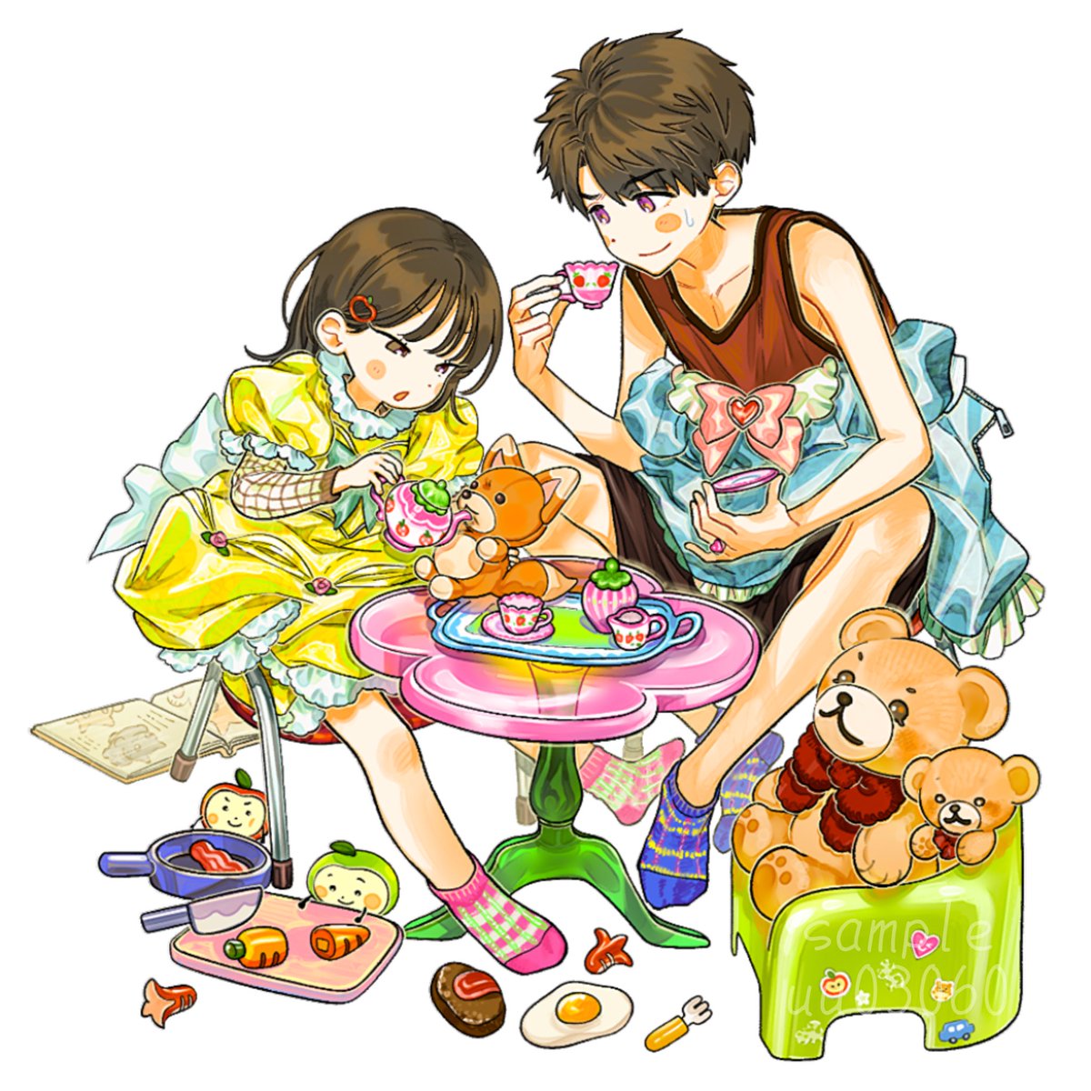 uu03060's tweet photo. お茶会兄妹/幼マヒ主　⚠︎半女装 https://t.co/wopzPFDbNY