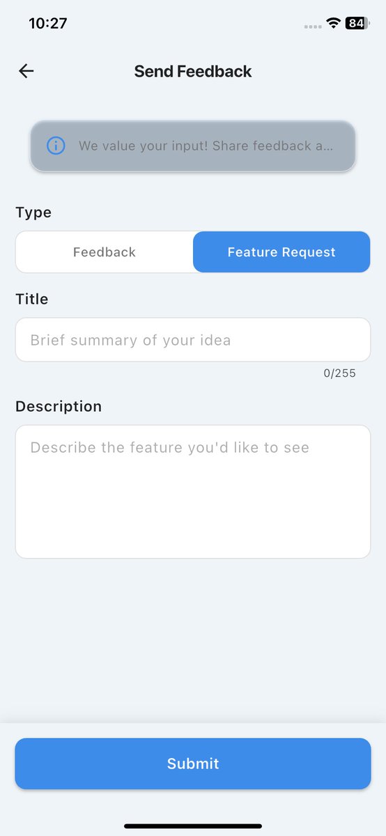 mdesai_tech's tweet image. Small update. Big step for TripLinq ✈️

Just shipped a feature that lets users submit feature requests directly from inside the app.

No forms
No emails
Just tap → send.
I'm building TripLinq with travelers, not just for them.
What we build next?

#buildinpublic #traveltech