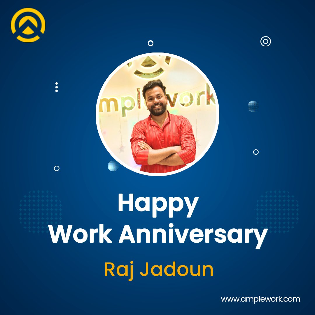 AmpleworkPvtLtd's tweet photo. Amplework wishes you a very Happy Work Anniversary, Raj Jadoun! 🎉

We're grateful to have you as a valued part of our team. Your dedication, hard work, and meaningful contributions truly stand out. 

#workanniversary #amplework #employeeappreciation #teamcelebration https://t.co/68P8GYWxSI