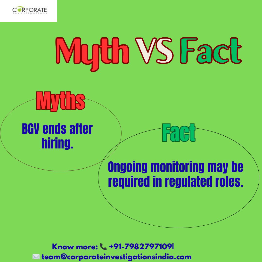 CorporateInve10's tweet image. BGV is often misunderstood! Let’s clear the confusion between myths and facts so you know what really happens during background verification. 🔍

Connect with us today:
📞 +91-7982797109
📧 team@corporateinvestigationsindia.com

#BGV #BackgroundVerification #BackgroundCheck