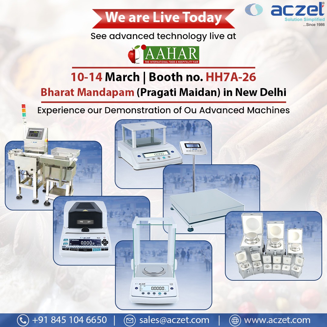 AczetLtd's tweet image. We’re LIVE at #AAHAR2026!
Visit Booth HH7A-26 at Bharat Mandapam, New Delhi (10–14 March) to explore Aczet’s precision weighing solutions.
👉 Visit our booth for live demos and see our machines in action.

#PrecisionWeighing #LabEquipment #FoodIndustry