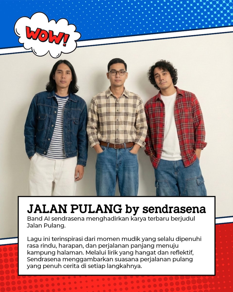 wownewsofc's tweet photo. Di balik perjalanan mudik yang aman, ada dedikasi para penjaga jalan. Kisah itu diangkat Sendrasena dalam lagu “Jalan Pulang”.

#BandAI #ArtifintelSoundworks #sendrasena #QudoBuanaNawakara #MusicAI https://t.co/zJtYODZbkZ