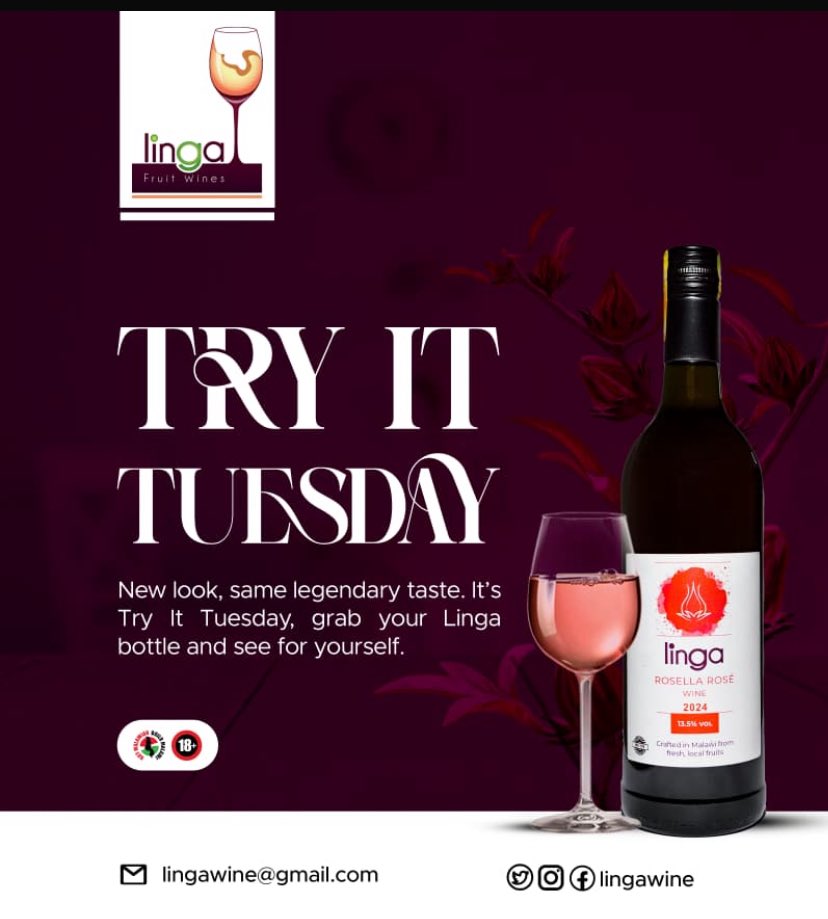 LingaWine's tweet photo. Whatever the question, Linga Fruit Wine is part of the answer! Calming, deliciously different. In good stores, hotels and wine shops. #Malawi #fromhome #wine https://t.co/RqCuolcGaC