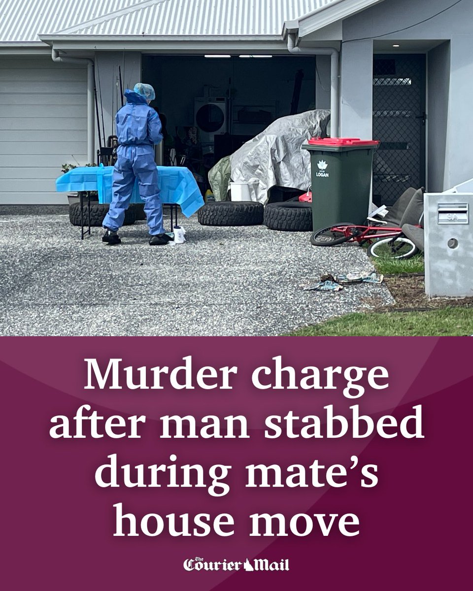 couriermail's tweet photo. A man has been charged with murder after another man was fatally stabbed in the chest at a Brisbane home on Monday night. https://t.co/gNIpeBRVGW