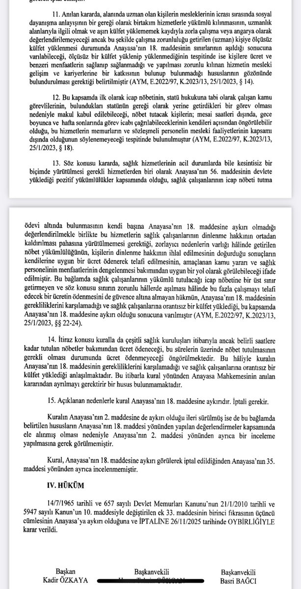 ozlemtitrek's tweet photo. Nöbet ücretlerindeki 130 saat sınırı AYM tarafından iptal edildi. 
657 sayılı Kanunun ek 33. maddesindeki asm ve tsm için 60 saatten,diğer yerler için 130 saatten fazla nöbet ücreti ödenmeyeceğine dair hüküm  Anayasa’nın 18. maddesine aykırı olduğu gerekçesiyle iptal edildi. https://t.co/ikQvg28ihk