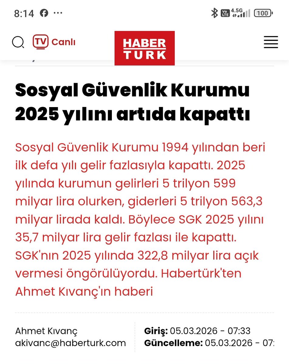 SGK, 2025 yılını 35.7 milyar gelir fazlası ile kapatmış. 

SGK,  kâr yapmaya çalışan aile şirketi değildir. 

EYT sonrası oluşan 17 yıllık uçurum acilen kademeli emeklilik yasası ile giderilmelidir. 

<a href="/RTErdogan/">Recep Tayyip Erdoğan</a>
<a href="/tcbestepe/">T.C. Cumhurbaşkanlığı</a>
<a href="/_cevdetyilmaz/">Cevdet Yılmaz</a>
<a href="/isikhanvedat/">Prof. Dr. Vedat Işıkhan</a>

#KırmızıÇizgimizKademe