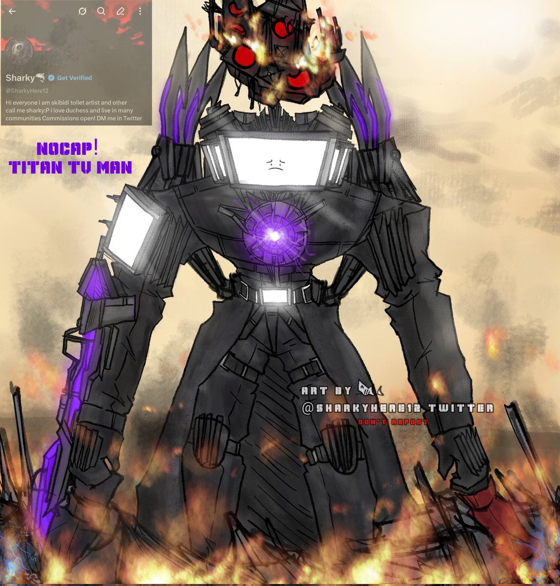 SharkyHere12's tweet image. NoCap!
Titan tv man

#NoCap! 
#SKIBIDITOILET #SkibidiToiletart   #Skibiditoiletfanart #skibidi_toilet