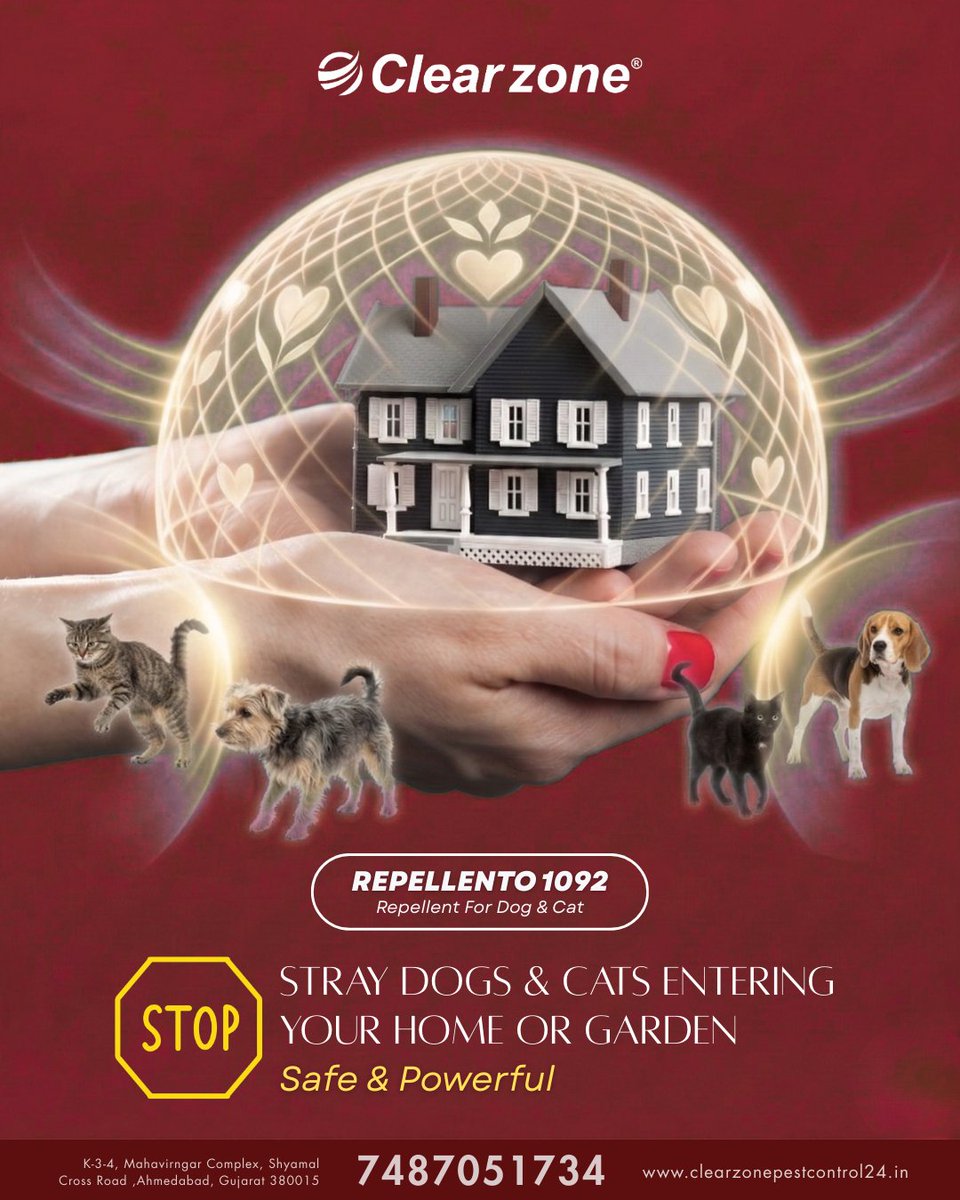 clearzone30294's tweet photo. Stop stray dogs &amp; cats entering your home or garden with powerful REPELLENTO 1092!

📞 +91 63557 67644 | +91 98241 87394
📧 clearzone.in@gmail.com
🌐https://t.co/YZst6KeDrF

#Repellents #AnimalRepellent #DogRepellent #CatRepellent #StrayDogControl #StrayAnimalControl https://t.co/XGcuvtMuHS