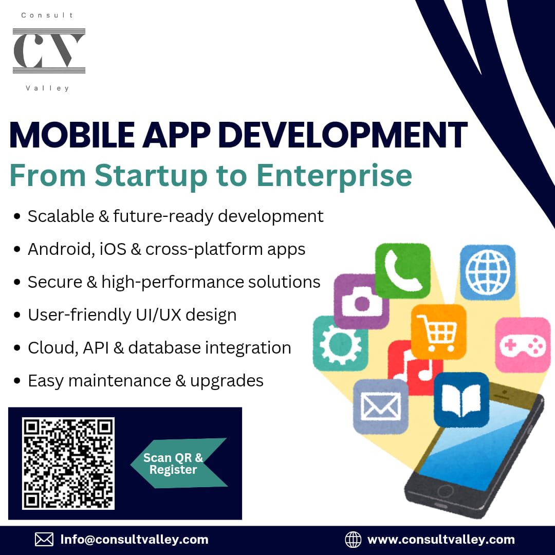 consult_valley's tweet image. 📱 Turn your ideas into powerful mobile apps with Consult Valley.

To enrol: docs.google.com/forms/d/e/1FAI…

#MobileAppDevelopment
#AppDevelopment
#StartupToEnterprise
#DigitalSolutions