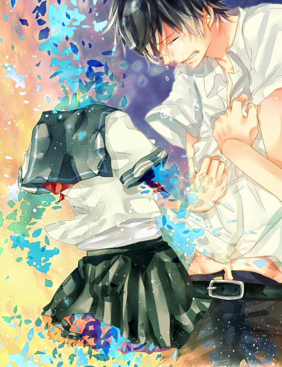 「13年前のイラストで本当に大変恐縮だけど要はもうセーラー服とか花弁になって散っち」|トガシ@ご依頼4月中旬以降受付のイラスト