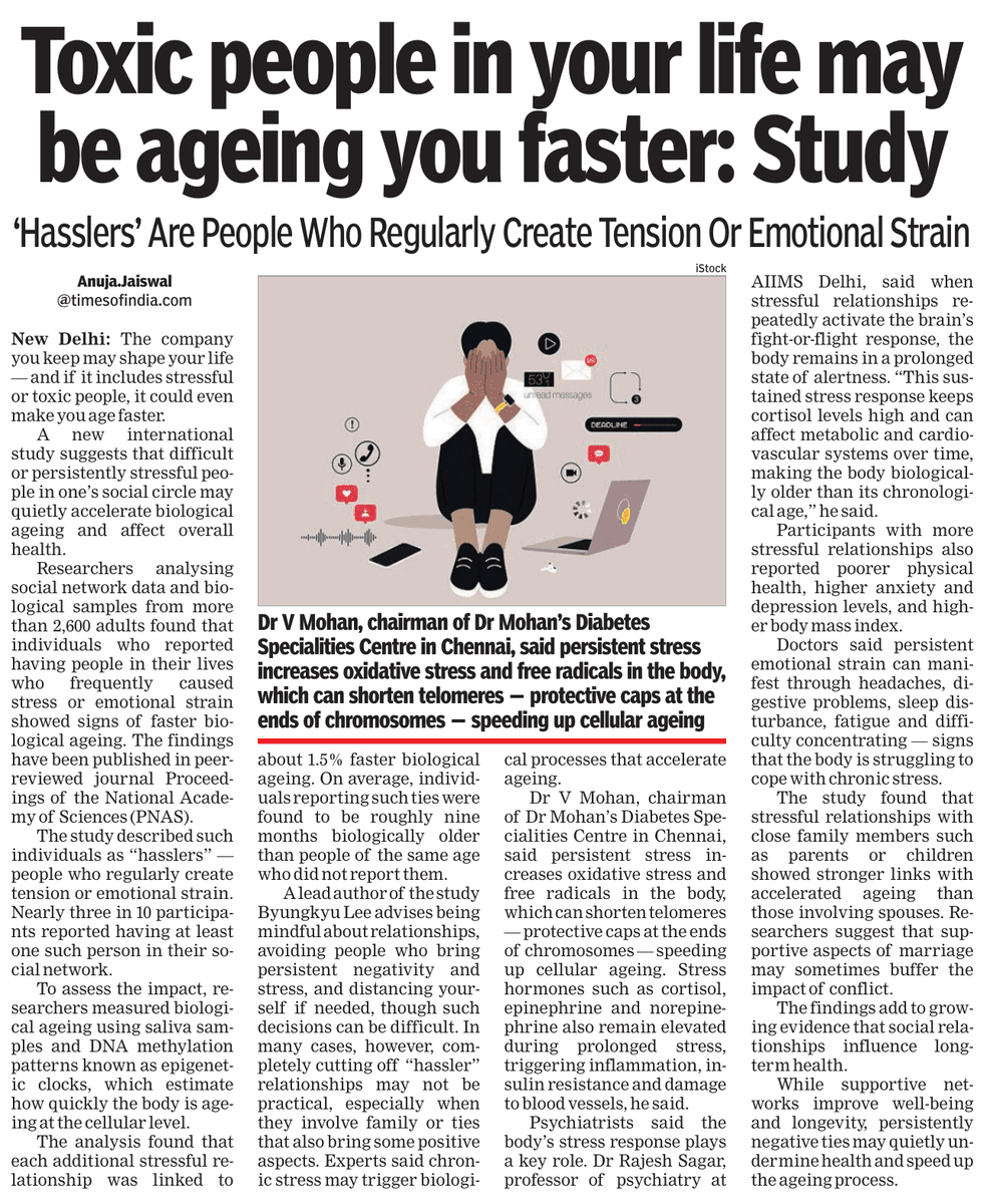 HemantaTOI's tweet photo. Toxic people in your life may be ageing you faster: Study https://t.co/nx6DBiXadT