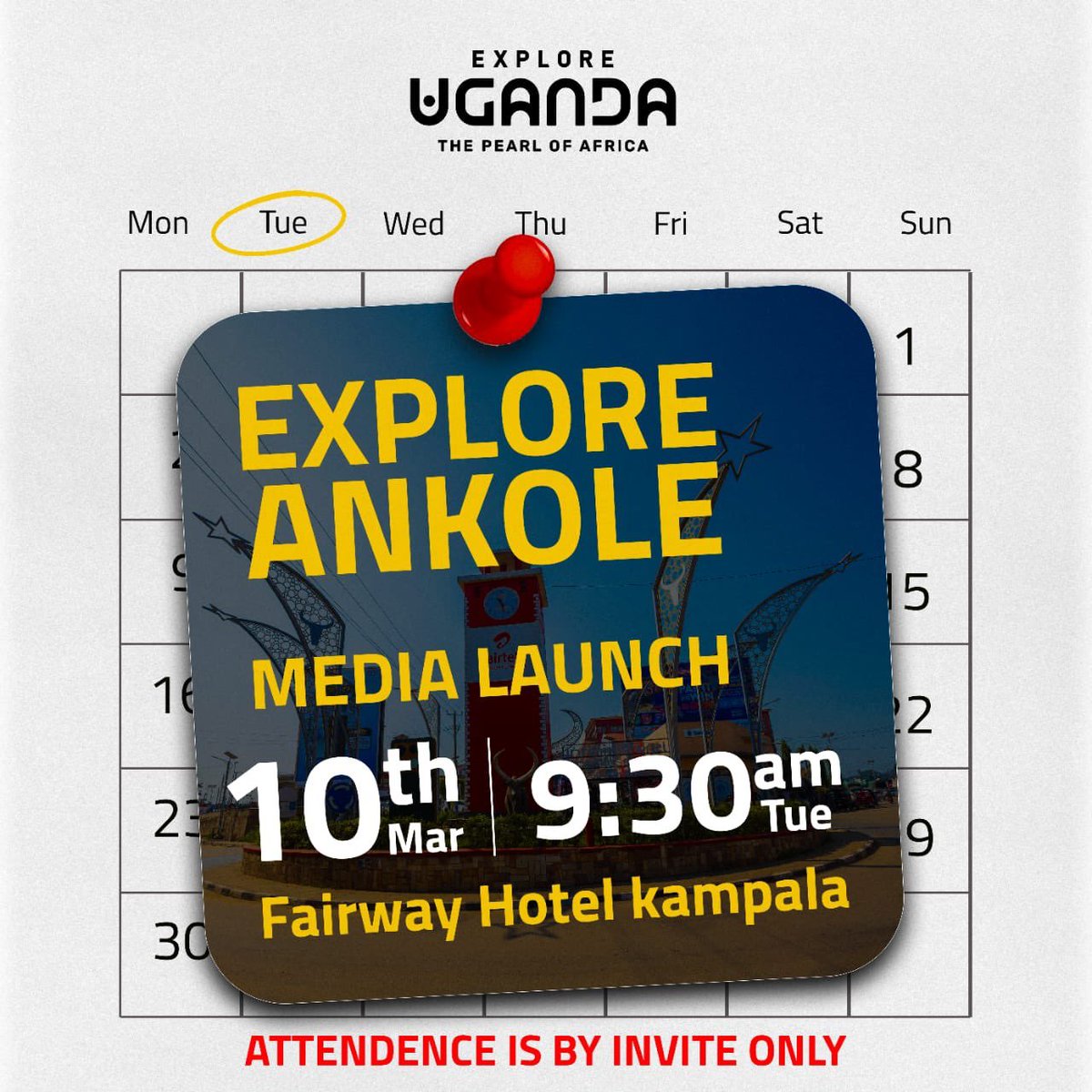 MTWAUganda's tweet photo. Just a few hours to the launch of the Explore Ankole Caravan and the #MbararaCityMarathon26  🇺🇬.
Join us today 10th March 2026, 9:30a.m at @FairwayHotelKampala, as we unveil exciting and game-changing moments in this campaign.
Be part of the journey to explore, run, and celebrate Uganda’s tourism treasures. @mugarra
#ExploreUganda #MbararaCityMarathon #MugabaPalace 
@ExploreUganda