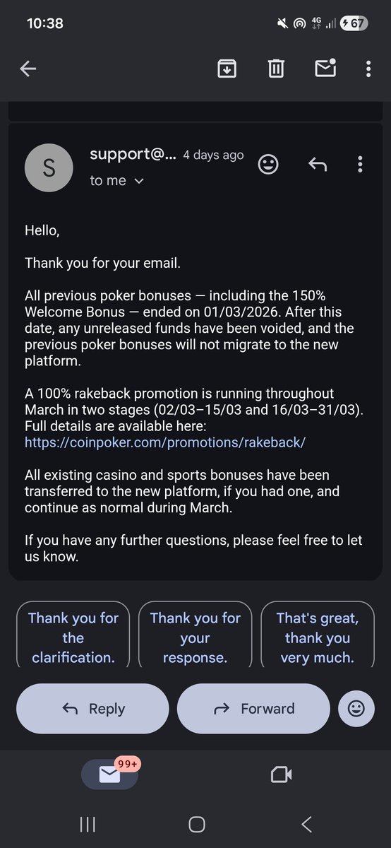 AdamRempel2's tweet photo. @TheeDegenBoosts @CoinPoker_OFF I recived a completly different response from support with the same issue wtf https://t.co/MO0tl3E2HE