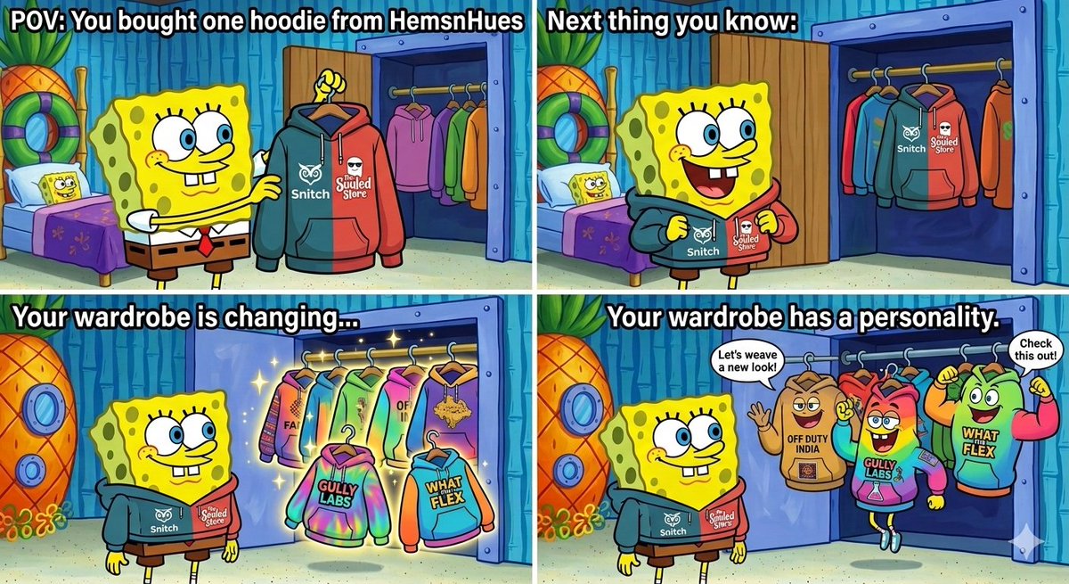 hemsnhues's tweet photo. Started with one hoodie.
Now the wardrobe has main character energy.

Welcome to HemsnHues.

#HemsnHues #StreetwearIndia #WardrobeUpgrade #FashionMeme #GenZFashion https://t.co/ll2Fyx5dit