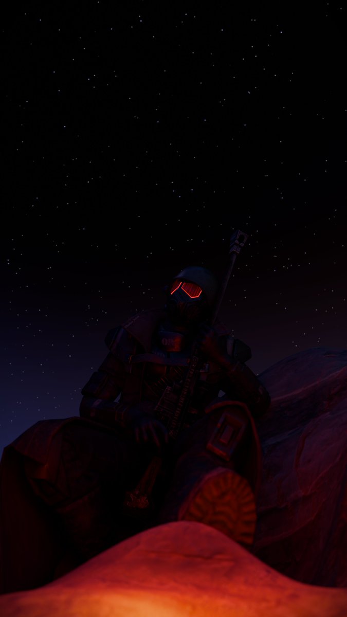bathor_boton's tweet photo. "Camping in the Mojave makes you realize how beauty is it itself" 

The visors were without the glow, so I tried to recreate it, still amazing work of this guys:

FO76 Shader--@/Chunch7275
Rig--@/EvacTouch
Rip and setup--@/mrgruntington
#Fallout #NewVegas #FalloutOnPrime #3D https://t.co/1fgrHHyIZk