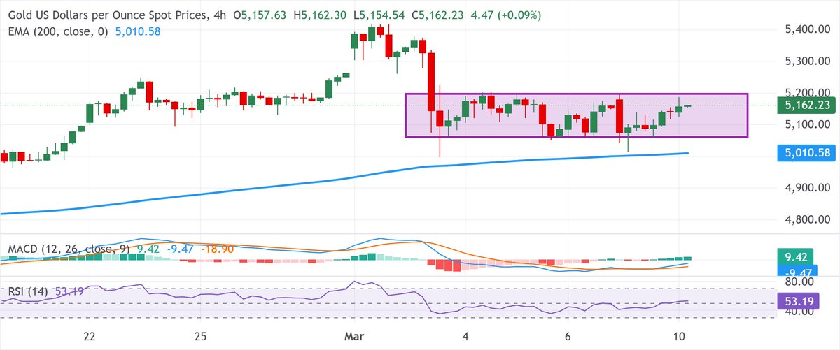 Noabennetfx's tweet photo. #Gold sticks to modest gains amid safe-haven flows; modest #USD strength caps the upside

#Gold bulls await sustained move above $5,200 before placing fresh bets

#link in bio, for premium signals

#silver #stocks #xauusd #forex #trading #pips #profit #binance #dax https://t.co/gVK97LGM3v