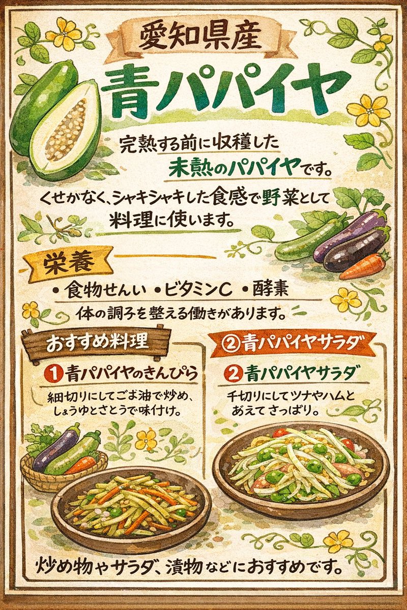 愛知県産 青パパイヤ 入荷です