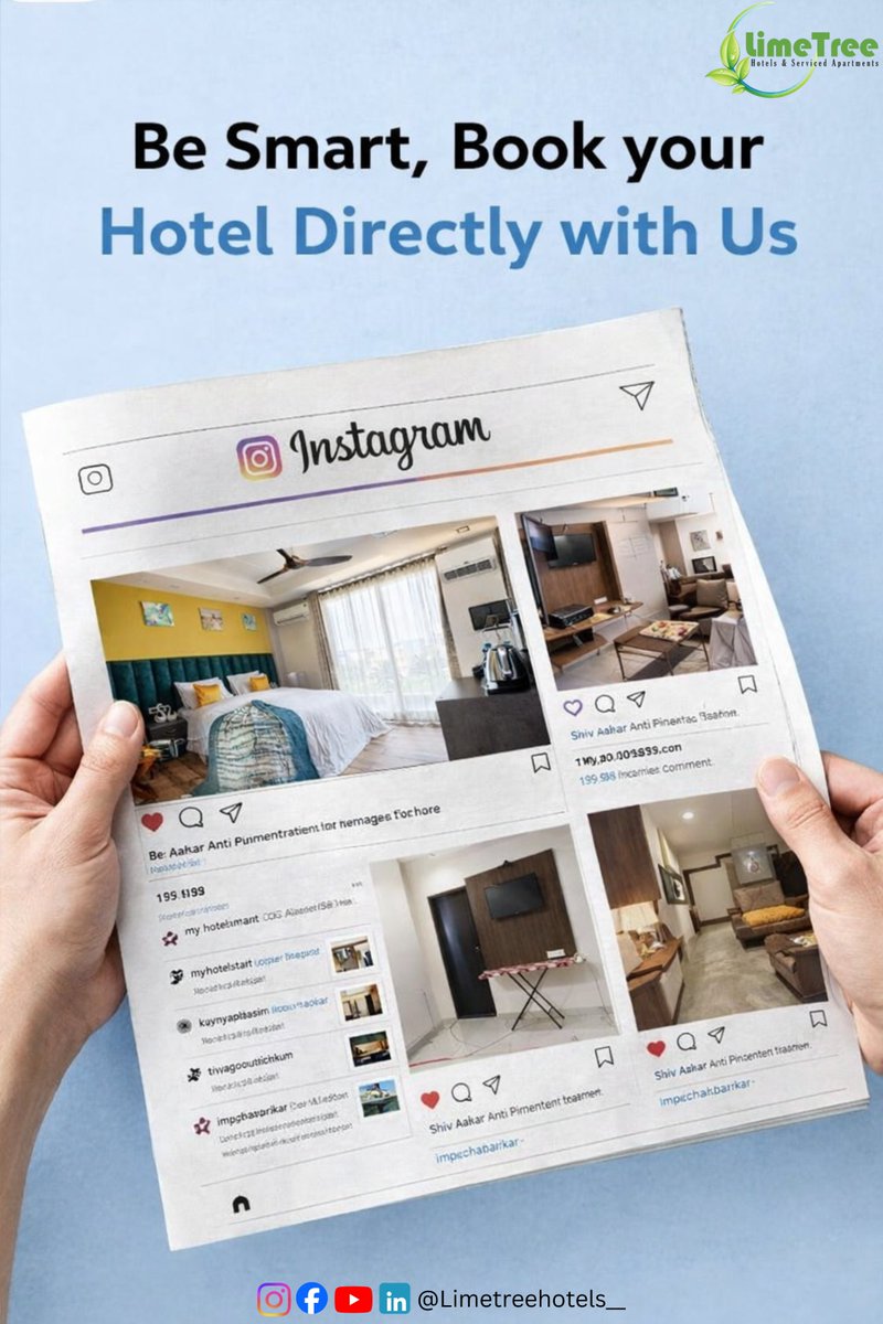 HospitalityLime's tweet photo. Be smart, book your hotel directly. 🏨✨

With Lime Tree Hotels &amp; #ServicedApartments, enjoy better value, personalized service, and a seamless stay experience.

Your comfortable stay is just a direct booking away. 🌿

#LimeTreeHotels #BookDirect #TravelSmart #Hospitality https://t.co/JX7Gax0tpZ