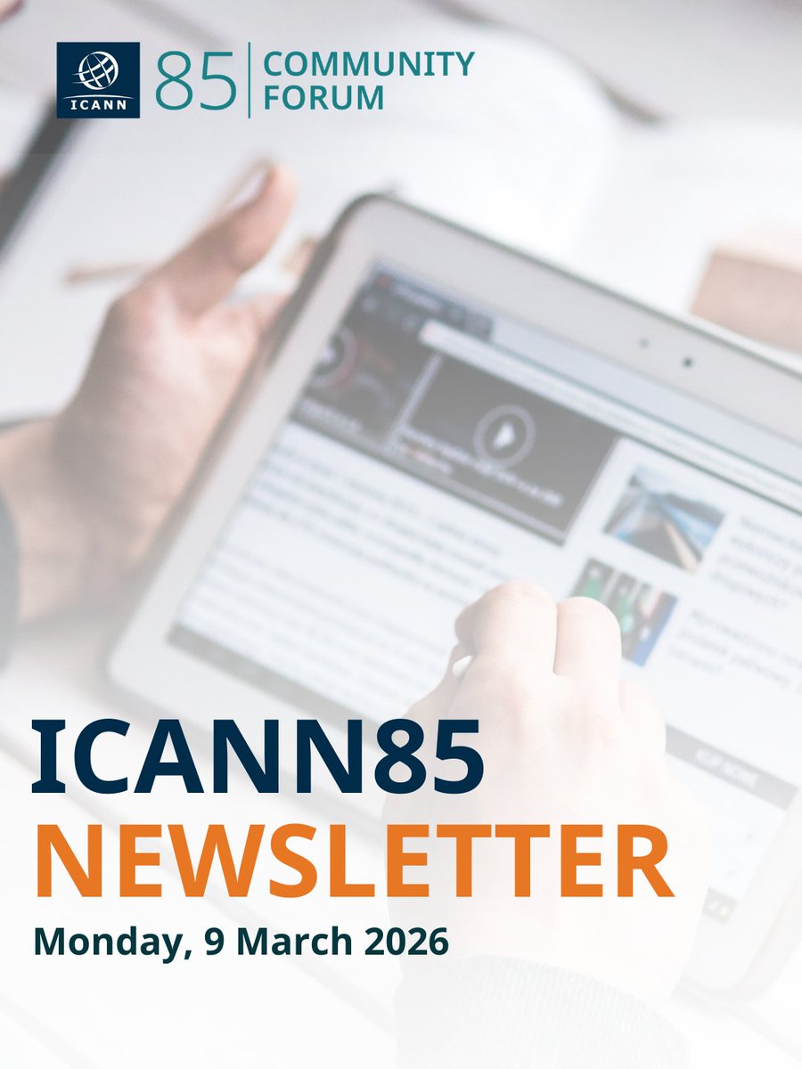 ICANN's tweet image. The #ICANN85 newsletter is here. Find key updates, important reminders, and information to help you prepare for the Community Forum in Mumbai, 7–12 March.

🔗 Read it now &amp;gt;&amp;gt; conta.cc/40gKoNn  #ICANN