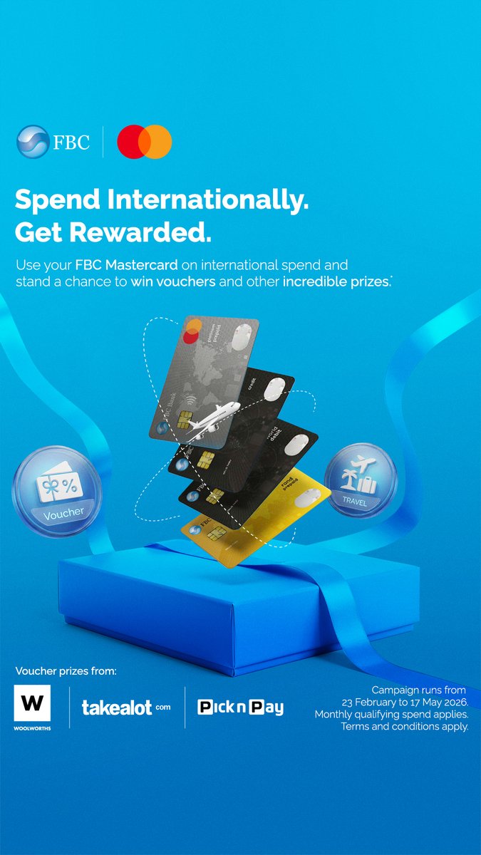 FBCHoldings's tweet photo. Use your FBC Mastercard for Netflix, DSTV, Spotify or  any international payment and stand a chance to win shopping vouchers. https://t.co/4yRv6CmNe4