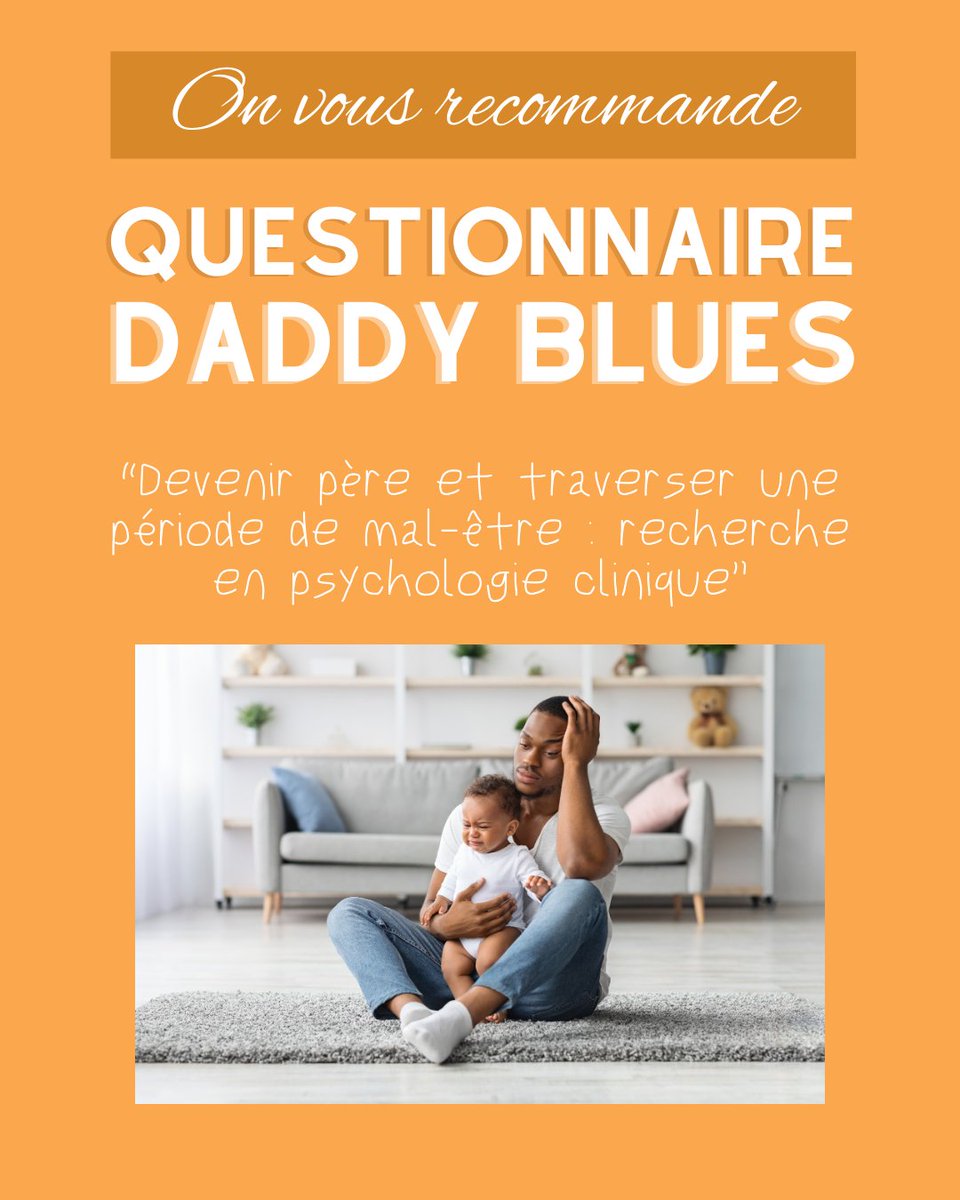 [On vous recommande👍️]
Questionnaire sur le #DaddyBlues d'une étudiante en #psychologie clinique 👨‍🍼
Objectif : mieux comprendre le vécu des #pères dans cette période grâce au partage de votre expérience 🤝
Le questionnaire 👇️docs.google.com/forms/d/e/1FAI…
#parentalité #familel