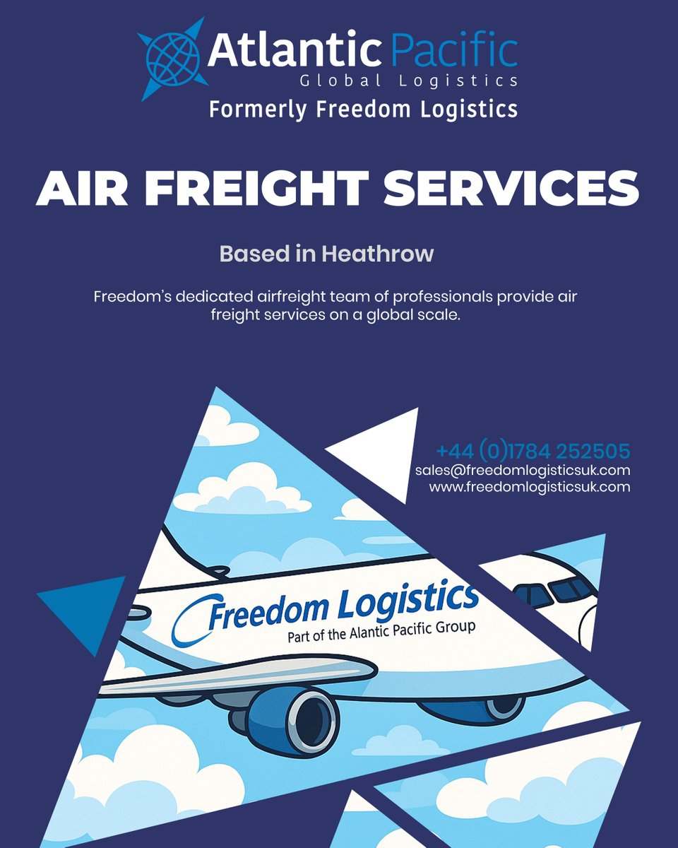 Freedom's business activities have now been transferred to Atlantic Pacific Global Logistics - providing air freight solutions for over 25 years.
freedomlogisticsuk.com
#airfreight  #logistics  #FreedomLogistics  #AtlanticPacific