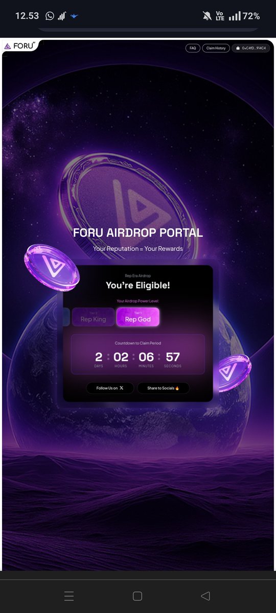 MeycanCant77639's tweet image. Airdrop checker udah bisa Di cek bang.
Jujur saya mengikuti @foruai dari awal sejak @Somnia_Network ya walaupun saya tidak elig di somnia 😅 dandi foru.ai saya sekarang saya elig semiga hasil nya bagus
#BNBCHAIN
#FORU