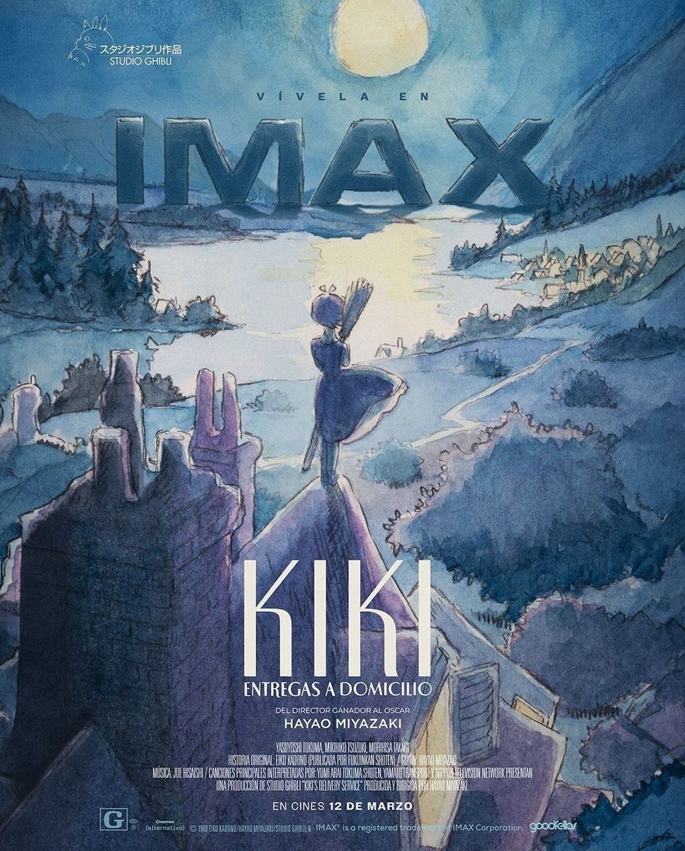 ‼️ 'Kiki, entregas a domicilio' regresa a cines IMAX de México este jueves 12 de marzo 🇲🇽

👀 Es una versión remasterizada en 4K de la película dirigida por Hayao Miyazaki, estrenada originalmente en Japón en 1989.