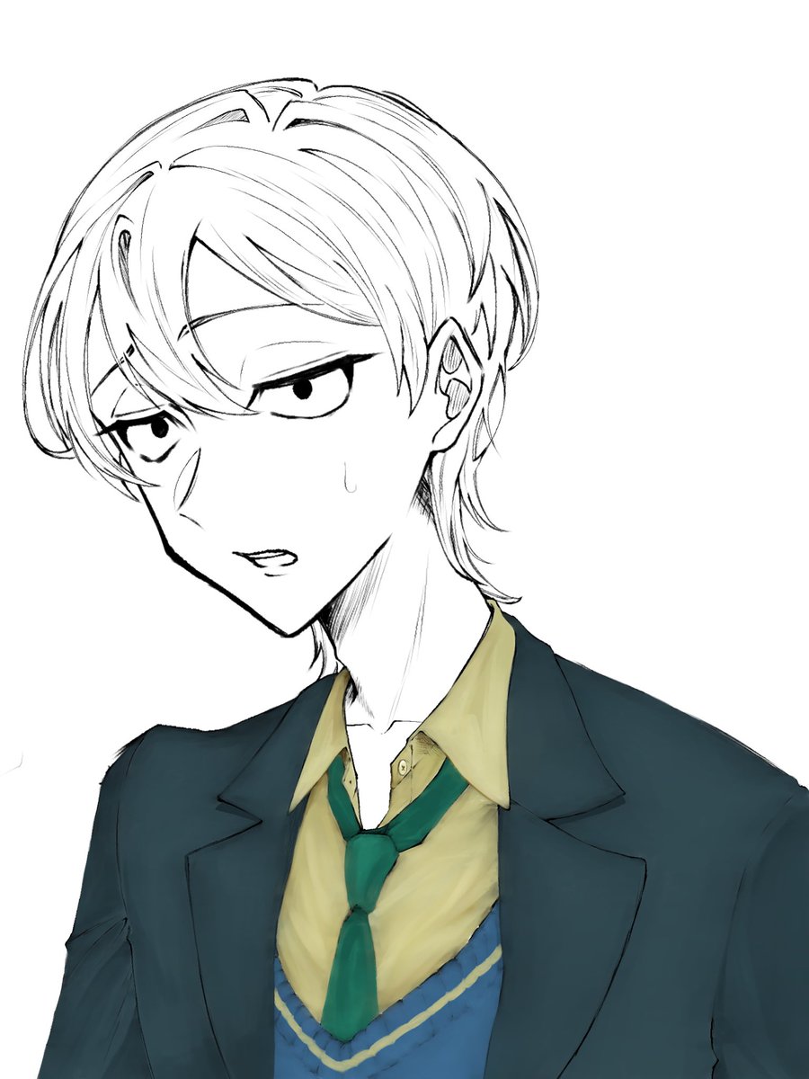 Hanawo_Blue's tweet photo. ここまで初めてのワンレイヤーで頑張ったのにな……
髪の線画のこだわりに負けました。

 #イラスト #ファンアート 
 #私立パラの丸高校  #パラ校 #多々光 https://t.co/fFjzmGaQqP