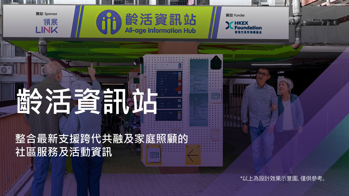 LinkAssetMgmt's tweet photo. 領展很高興與 @HKEXGroup 香港交易所慈善基金合作，將於順利商場試點推出「齡活資訊站」及「齡動天地」，建立跨代共融社區聚腳點，促進社區連繫、健康生活及不同年齡人士的身心健康，並為照顧者及其家人提供實用資源及身心靈活動。 https://t.co/17F97k8vDX