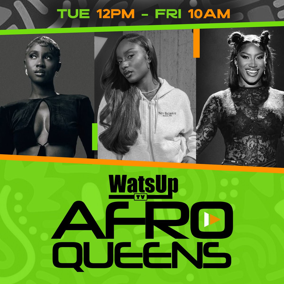 WatsUpTV's tweet photo. π¨ Afrobeat Queens on Fire! π₯
Watch the most powerful female African artists shine on #AFRO_QUEENS, only on WatsUp TV!
Streaming Now on Your Favourite Entertainment TV!
#WatsUpTV #DatsWatsUp #AfroQueens https://t.co/45pFFzdYzI