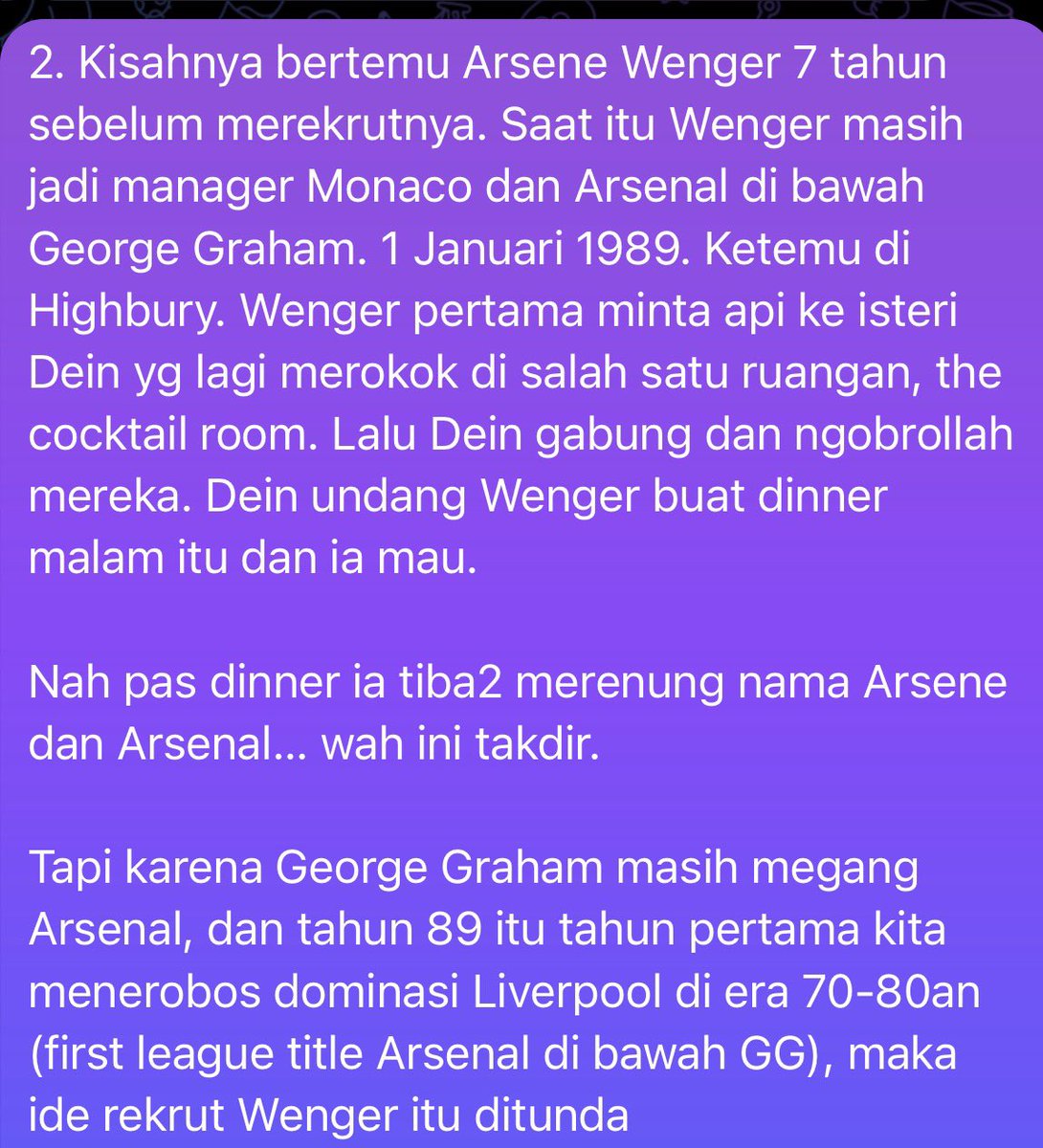 JalanArsenal's tweet photo. Keterlibatannya dalam membentuk Premier League bersama 4 big club lainnya dan bagaimana ia ketemu dengan Wenger dan kemudian merekrutnya sebagai manager.

Arsenal and Arsene Wenger. A match made in heaven.

Takdir yang dibaca oleh Dein. https://t.co/Ho03UsGYLm