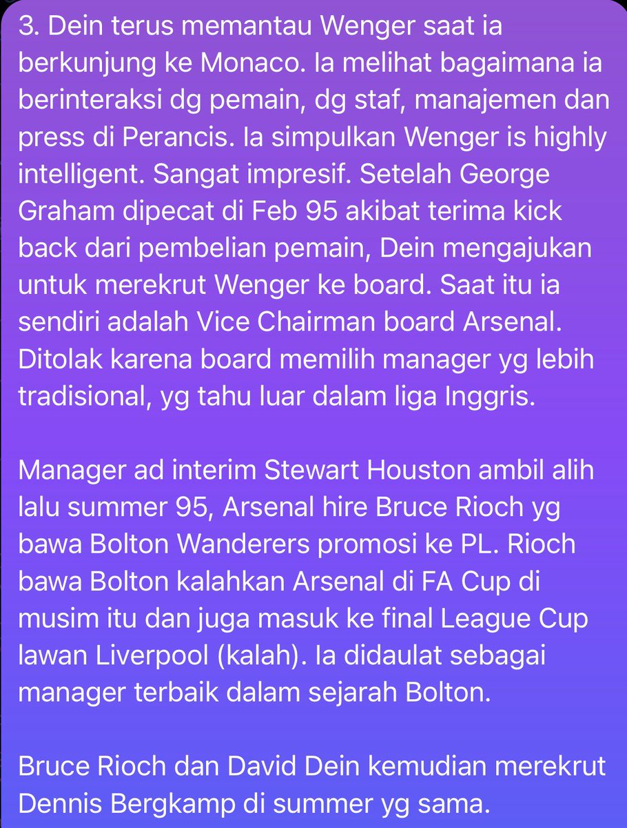 JalanArsenal's tweet photo. Keterlibatannya dalam membentuk Premier League bersama 4 big club lainnya dan bagaimana ia ketemu dengan Wenger dan kemudian merekrutnya sebagai manager.

Arsenal and Arsene Wenger. A match made in heaven.

Takdir yang dibaca oleh Dein. https://t.co/Ho03UsGYLm
