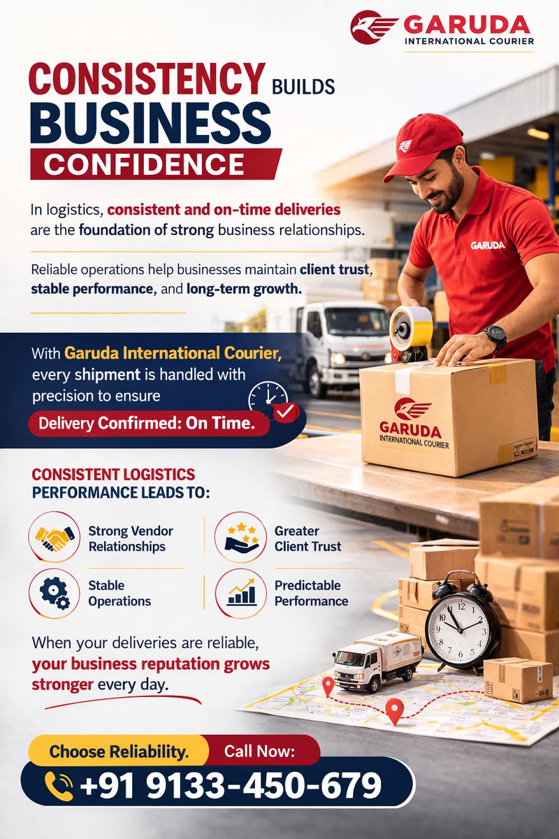 couriergaruda's tweet photo. Garuda International Courier, structured delivery cycles help businesses maintain better inventory control and operational balance.

 Choose reliability. Call now: 091334 50679

#SecureShipping #SafeDelivery #PackageProtection #ExpressDelivery #couriergaruda #ReliableShipping https://t.co/2RsPE0uMtu