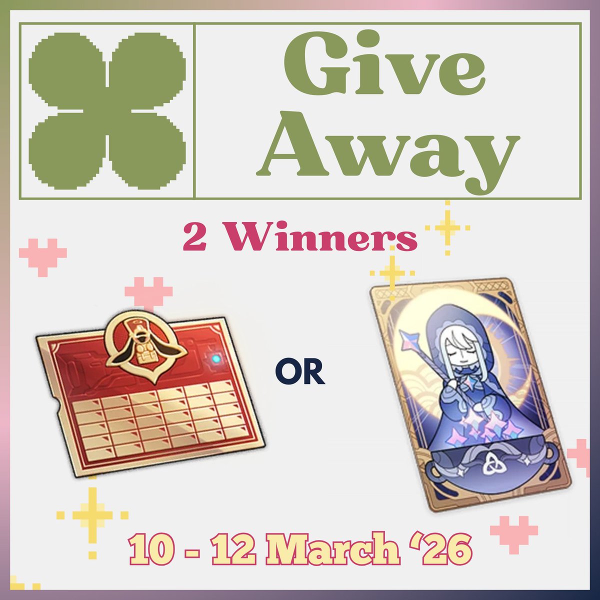 ✨GIVEAWAY ✨ 

Halo! Aku lagi adain GA dalam rangka merayakan ulang tahun kak <a href="/mandecassoside/">minski</a> !!🎉

🎁PRIZE: welkin moon / express supply pass for 2 winners (each winner choose 1 !!)

⏰END: 12th March 23.59 WIB

🗒️RULES:
1. Like &amp; RT ini
2. NO GA HUNTER (bakal dicek &amp; diroll