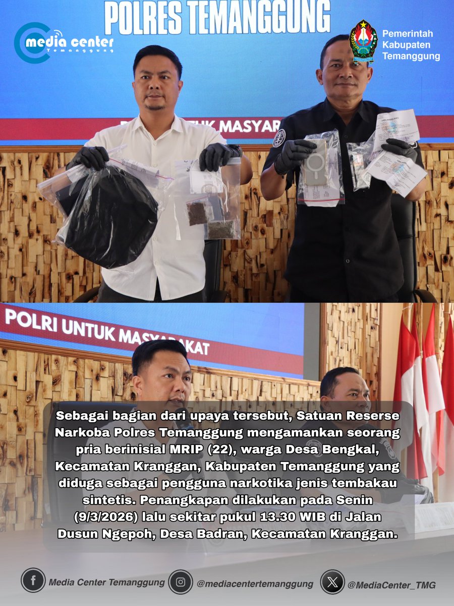 Pengguna Tembakau Sintetis Diamankan Satresnarkoba Polres Temanggung

Selengkapnya Cek Link Bio👇🏻👇🏻👇🏻
mc.temanggungkab.go.id/frontend