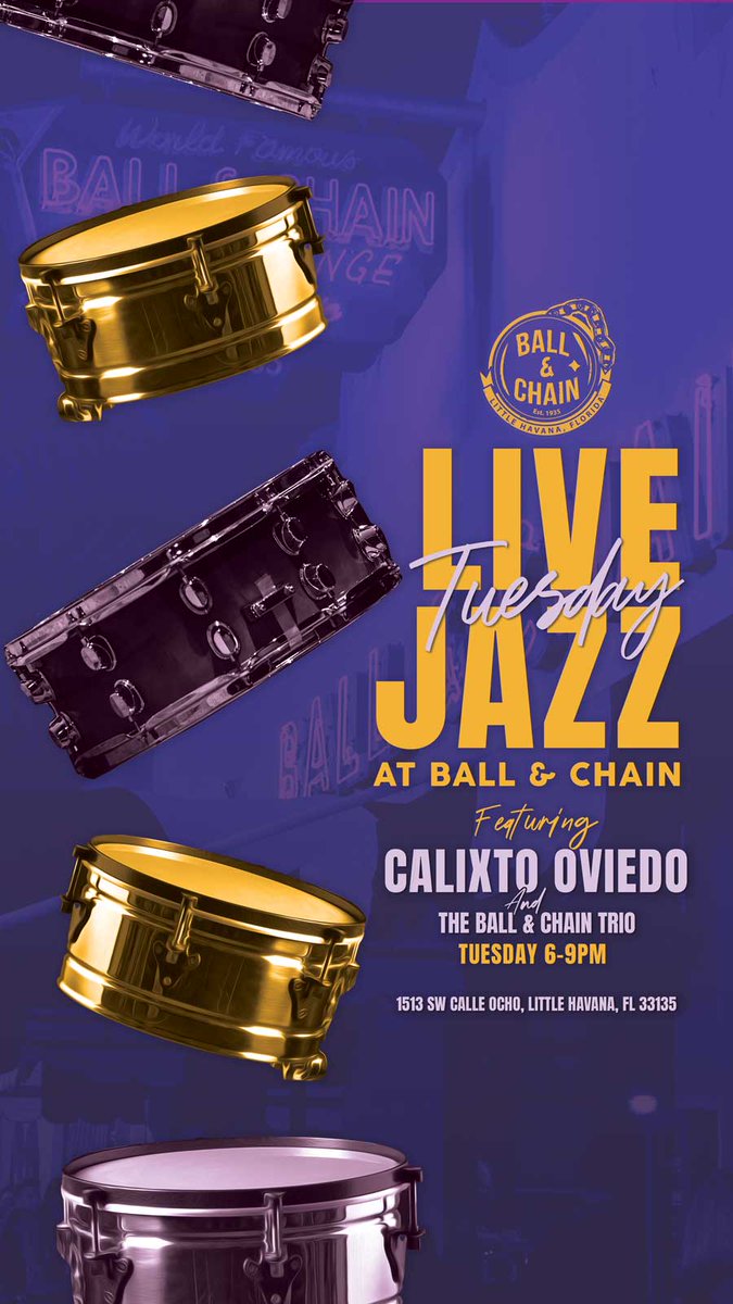 BallAndChainBar's tweet photo. TODAY: #LiveMusic 12 noon to 6 p.m., #HappyHour 4 to 7, #LiveJazz 6 to 9, then #Bachatuesday with DJ Vila + a FREE #BachataClass, 9
TOMORROW: #SaborWednesday includes Pineapple Stage #Karaoke and Mandy y La Clave + a FREE #SalsaClass!
https://t.co/kBdwIKRQzT
๐๐ https://t.co/risqafz4t2