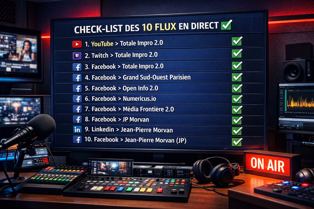 📡🌐🎙️ Multi-streaming et communauté : comment Totale Impro 2.0 décuple sa portée sans budget

📣 Par Jean-Pierre Morvan, animateur et fondateur de GSO Parisien News

▪️ Totale Impro 2.0, la chaîne de streaming du Grand Sud-Ouest Parisien...

🔗 gsoparisien.news/2026/03/10/mul…