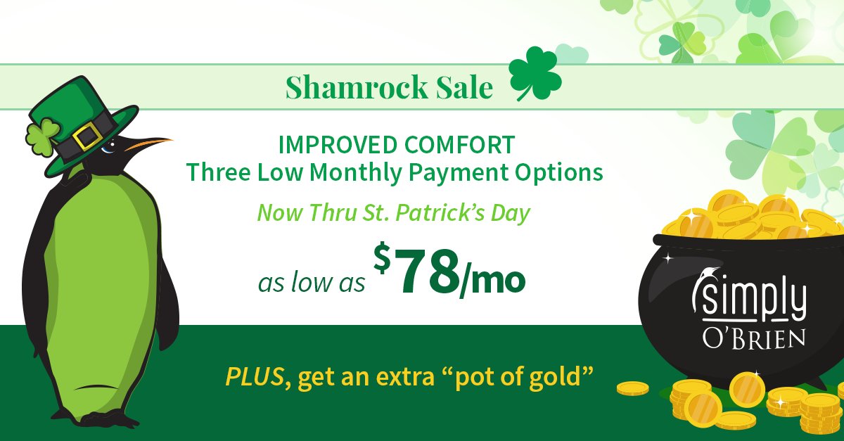 Only 1 week left to save! Lock in our best offer of the year with monthly payments starting as low as $78/month on high-efficiency HVAC systems, plus rebates, professional installation, and a Gold Membership in our Simply O’Brien Maintenance Plan: ow.ly/aoAG50YmNy4