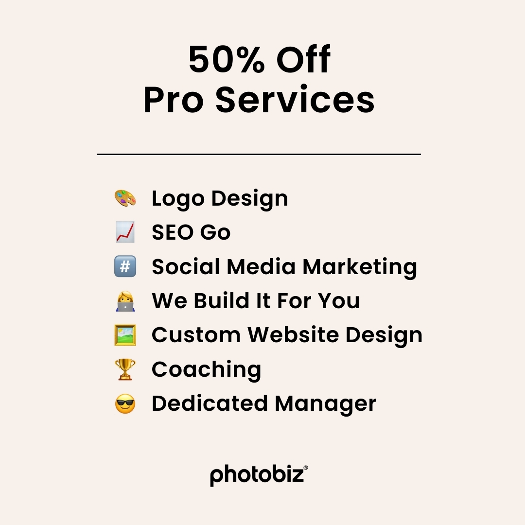 Now through March 31, get 50% off PhotoBiz Pro Services.

From SEO and logo design to website design and coaching, our team is ready to help you refresh your brand and marketing.

Start your Spring Refresh: landing-page.photobiz.com/spring-refresh…