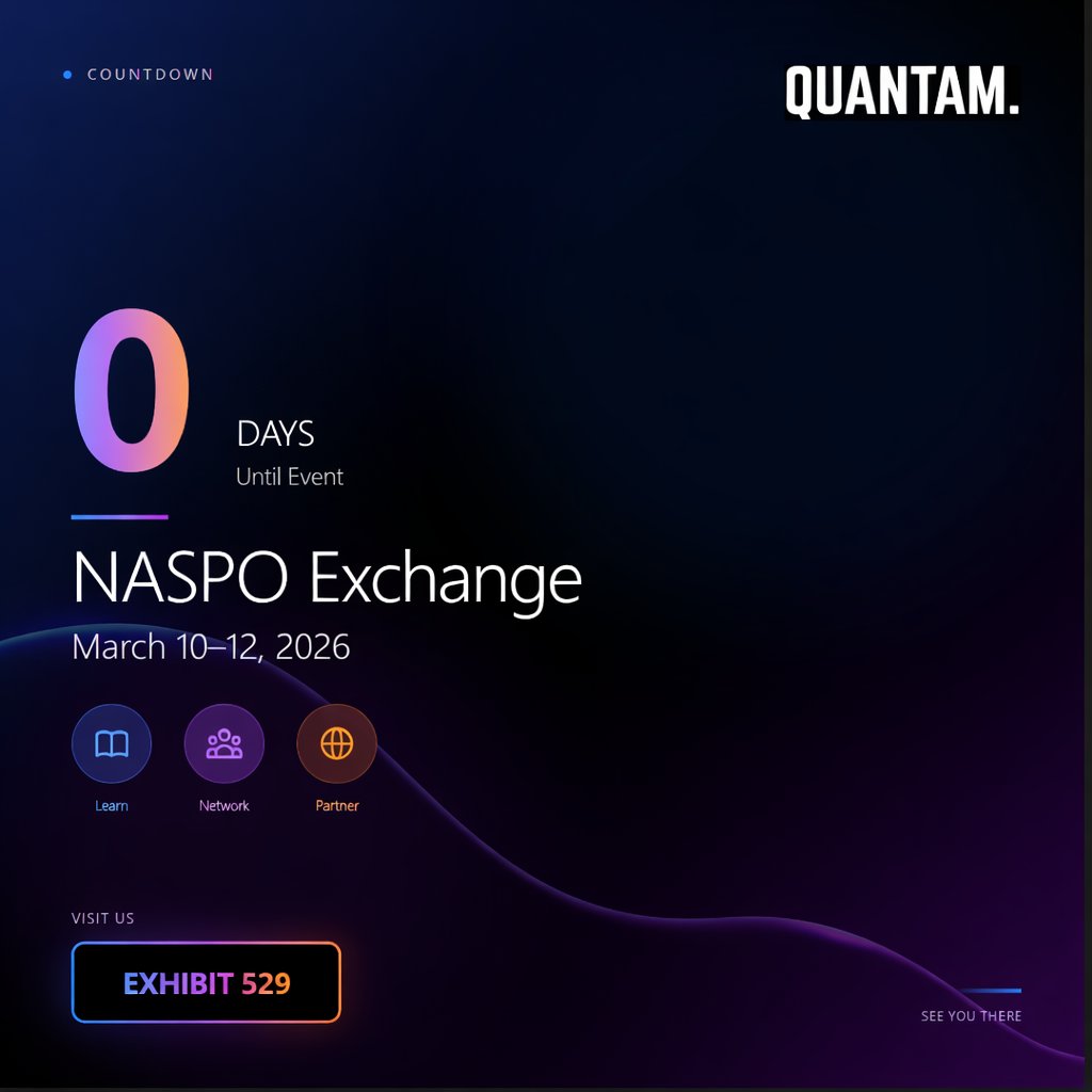 QuantamDelivery's tweet photo. The wait is over! NASPO Exchange begins today.

The Quantam team is excited to connect with procurement and technology leaders from across the country. If you're attending, stop by Booth 529 to meet our team and learn how we support.

#NASPOExchange https://t.co/P760IN0IZr