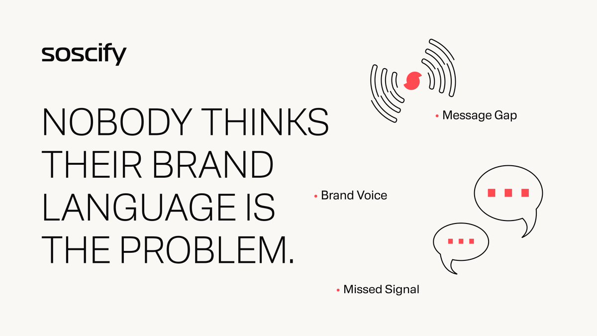 soscify's tweet photo. Nobody thinks their brand language is the problem. 

When growth slows, founders check marketing, design, or traffic first, but rarely the words used to explain the business. https://t.co/ljYbSnX9Ah