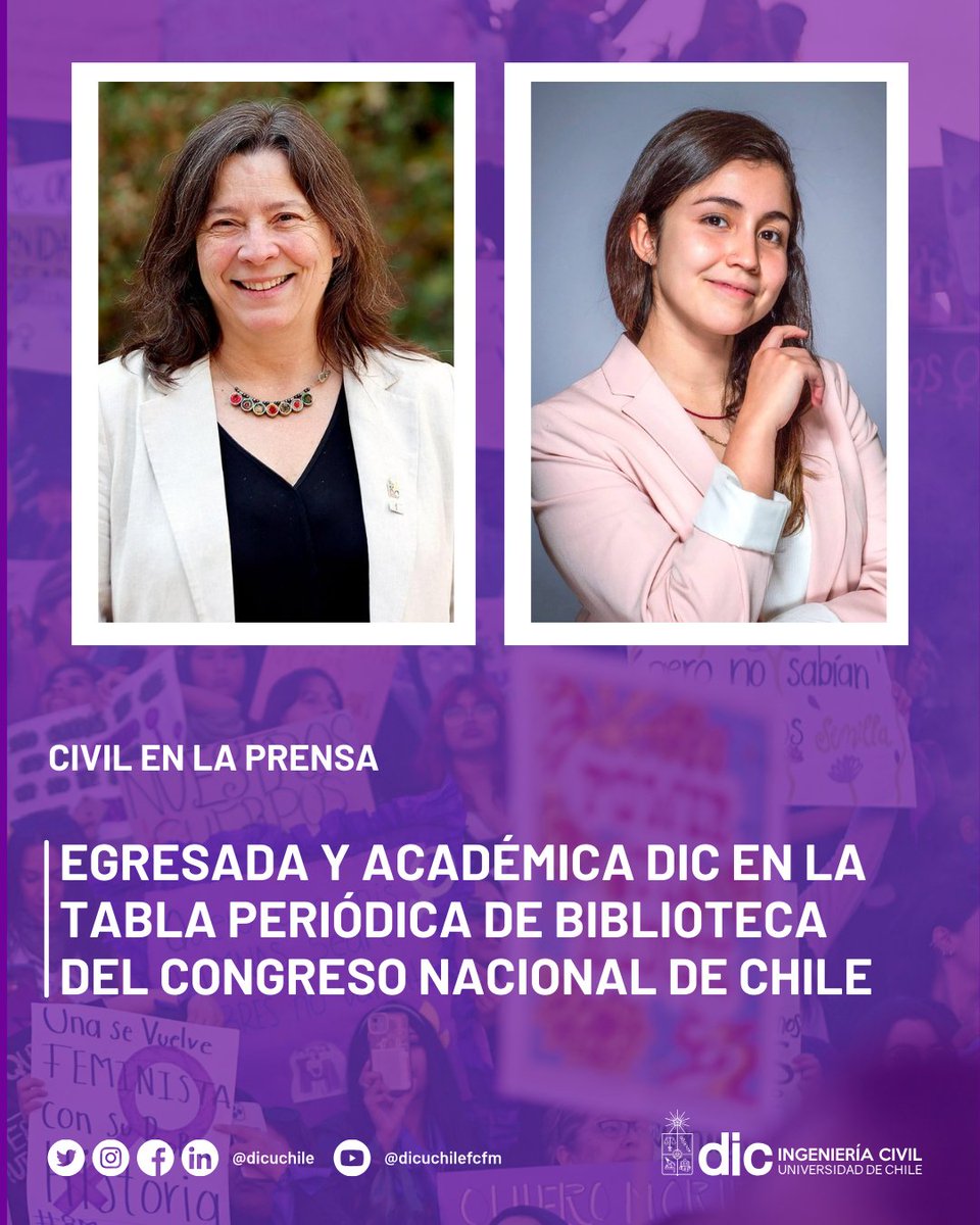 dicuchile's tweet photo. Mujeres @dicuchile, Marcela Munizaga e Ignacia Echeverría, fueron parte de Tabla Periódica de las Mujeres Científicas Chilenas de @bcnchile, iniciativa que busca visibilizar el aporte del género al desarrollo científico del país.   
📲https://t.co/qBnF4YJTkv 
#8m
@UChile_Beauchef https://t.co/sBgtLdSCAk