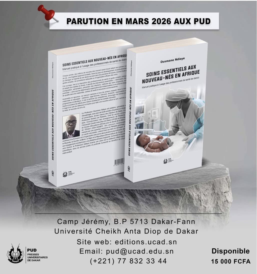UCAD_Senegal's tweet photo. #PARUTION

Nouveau guide indispensable pour sauver des vies !

Les Presses Universitaires de Dakar #PUD_CAD publient SOINS ESSENTIELS AUX NOUVEAU-NÉS, l’ouvrage du Professeur Ousmane NDIAYE, Pédiatre et spécialiste en Néonatologie.

Chaque année, des millions de nouveau-nés meurent dans les 48 premières heures de vie, souvent faute de gestes simples et de suivi adéquat. Ce manuel pratique et accessible fournit aux professionnels de santé :
🔵 Réanimation et thermorégulation
🔵 Alimentation et prévention des infections
🔵 Méthode des soins kangourou et suivi postnatal
🔵 Organisation des soins dans maternités et centres de santé

Destiné aux médecins, sages-femmes, infirmiers, étudiants et décideurs, il est un outil de référence pour réduire durablement la mortalité néonatale et bâtir une culture de soin centrée sur la mère et l’enfant.

Avec plus de 30 ans d’expérience, le Professeur Ndiaye a contribué à la santé néonatale dans plusieurs pays africains, incarnant une pédiatrie rigoureuse, humaniste et tournée vers l’avenir.

Un livre pour agir et sauver des vies !

#ucad #kebetu #senegal #compublique #comdigitale #Santé #medecine #Périnatalogie