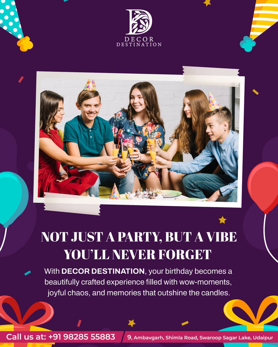 DecorDestin's tweet photo. Unforgettable Birthdays with Decor Destination 🎉🎉
Make your birthday celebration stylish and memorable with Decor Destination. ✨
📞 Call us: +91 98285 55883
🌐 Website:https://t.co/bSwz19fcjX
 #DecorDestination #BirthdayCelebration #PartyDecor #BirthdayPlanner #EventDecor https://t.co/90qXsLWO5O