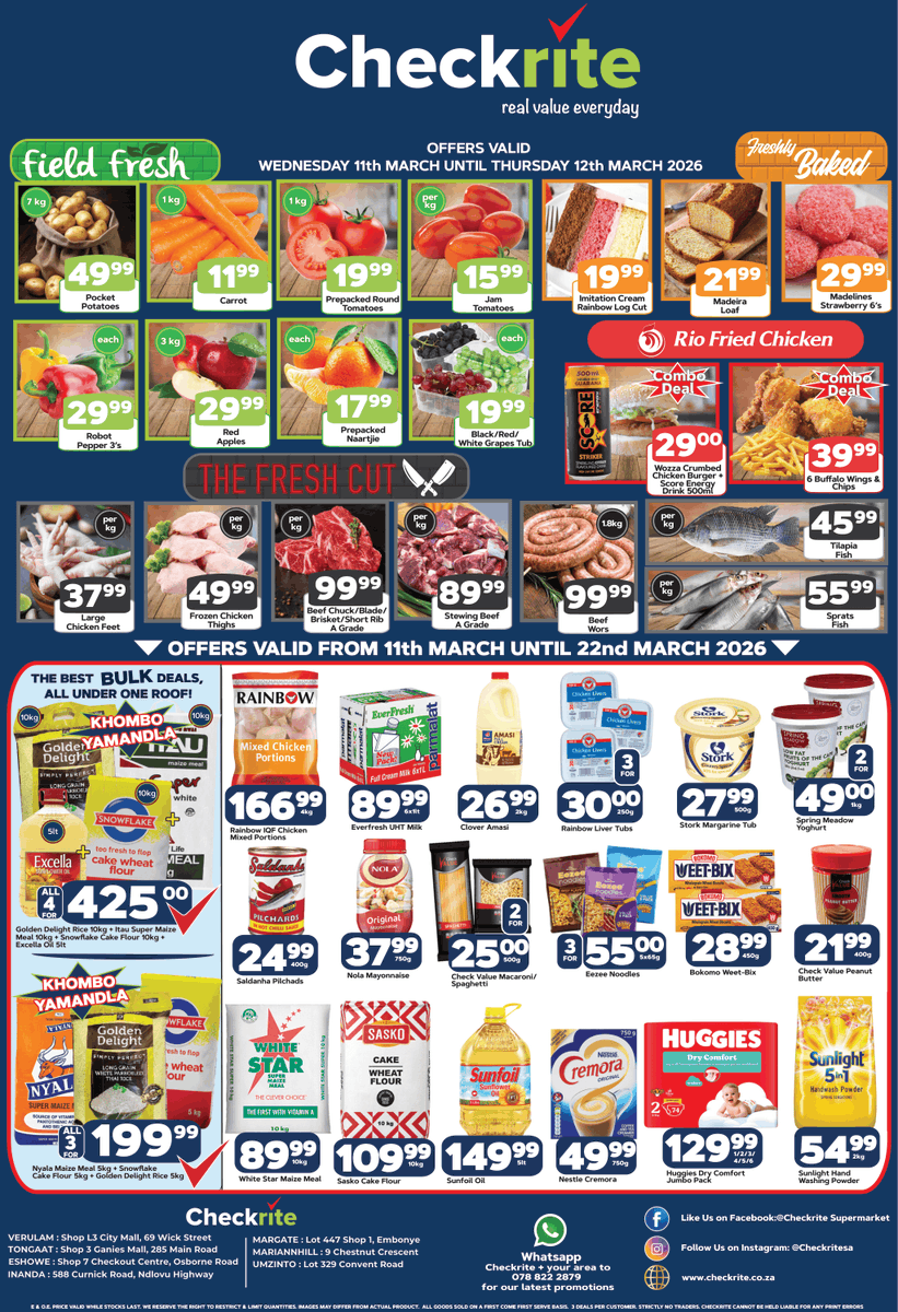 IsolezweNews's tweet image. ISIKHANGISO | Ungaphuthelwa amadili amangalisayo

#Checkrite #Supermarket #Weekly #Specials

checkrite.co.za
