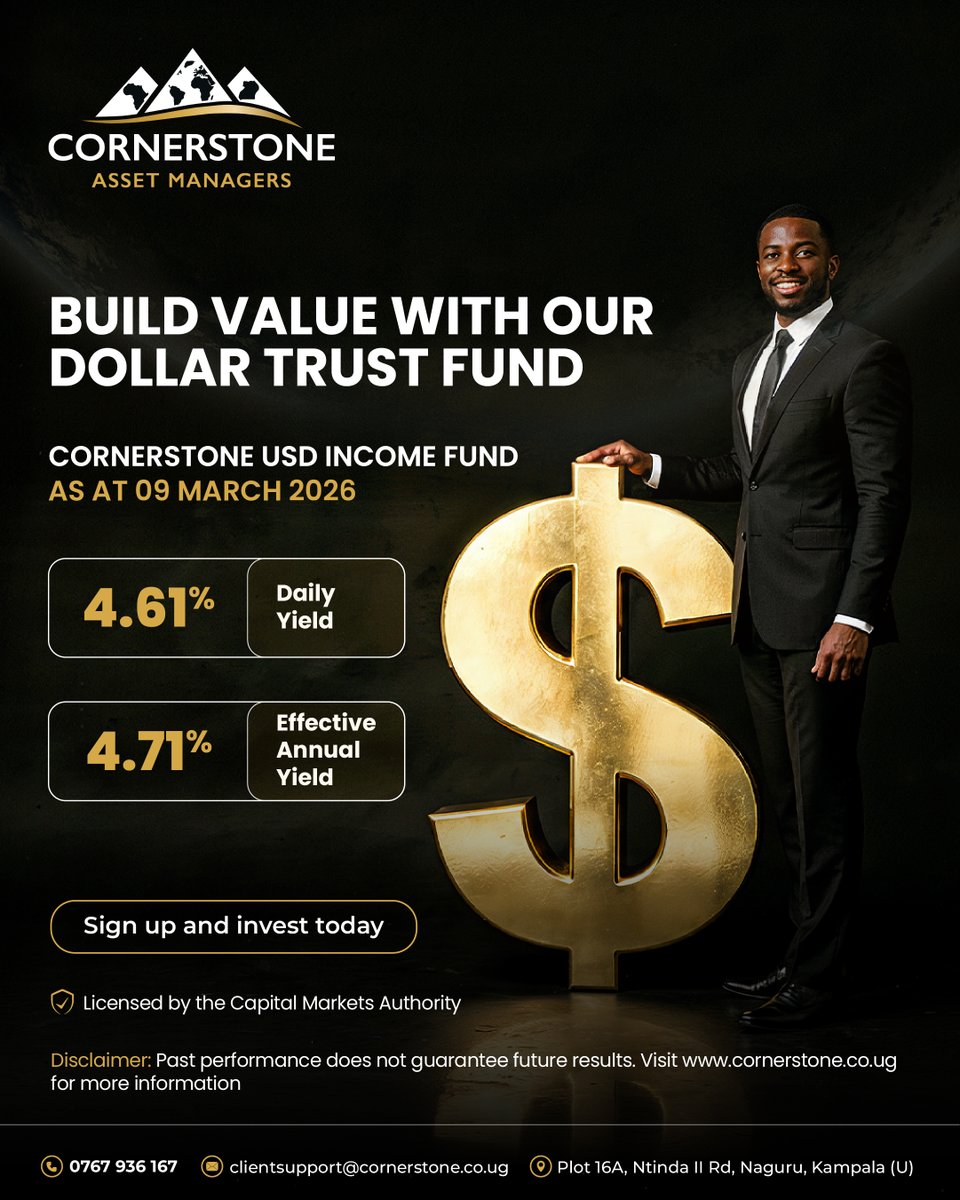 CSAssetManagers's tweet photo. Invest in both UGX and Dollar funds with Cornerstone Asset Managers to diversify your portfolio, grow your savings, and secure your financial future in both local and global currencies. Start today and let your money work for you. #cornerstoneassetmanagers #unittrust #investsmart https://t.co/aetSk7Xiht