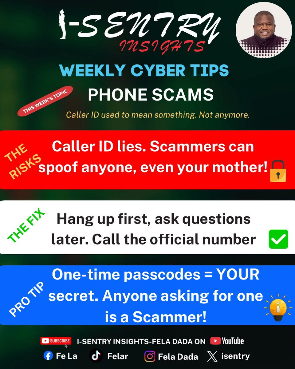 This week on I-sentry Insights Cyber Tips: PHONE SCAMS!
#isentryinsights #weeklycybertips #scam
#OnlineSafety #phonesafety